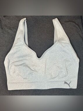 Puma Seamless Sports Bra Gray Medium Support Athletic Size XL